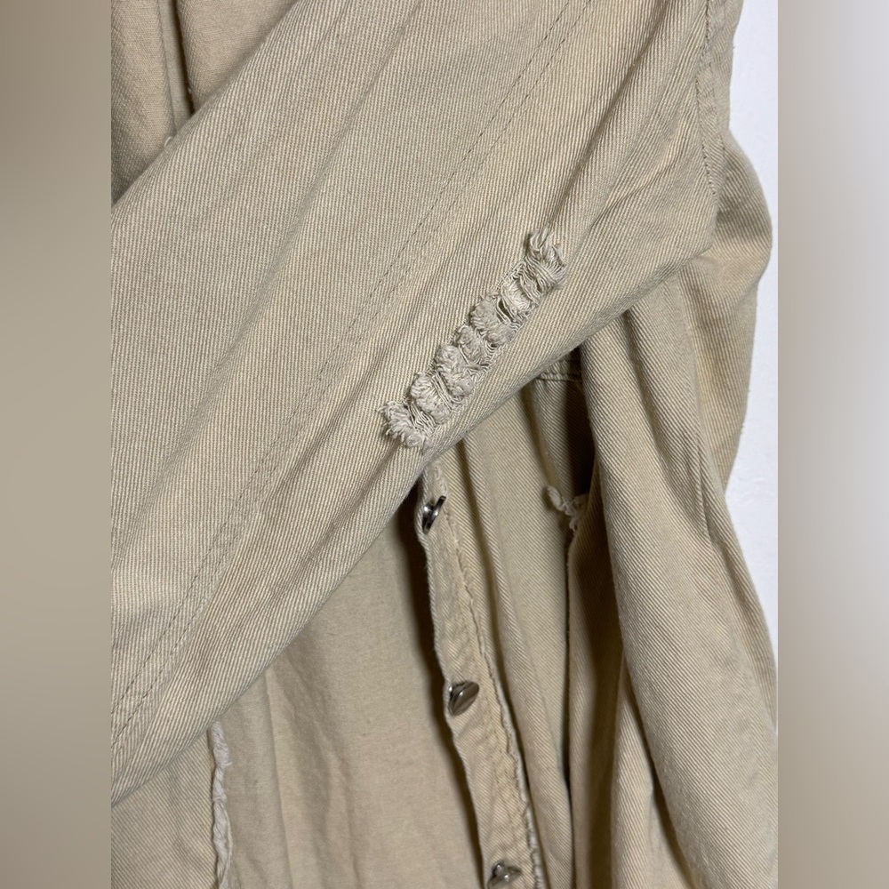 Distressed Tan Denim Jacket - Picture 9 of 11